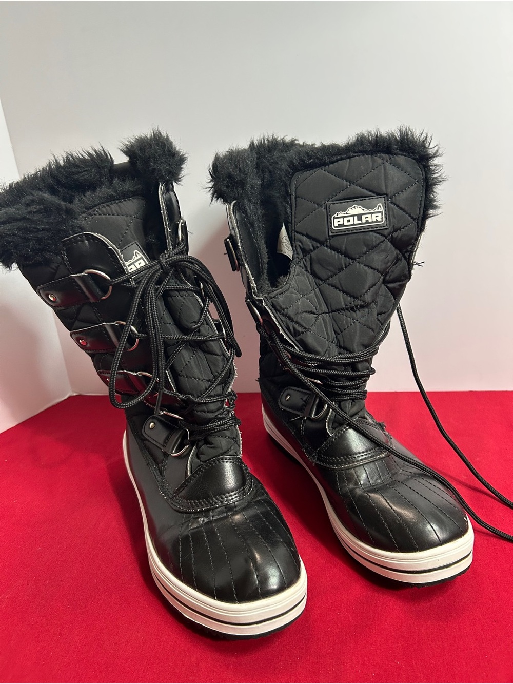 Women's Polar Black Quilted Snow Boots - Insulated Winter Boots